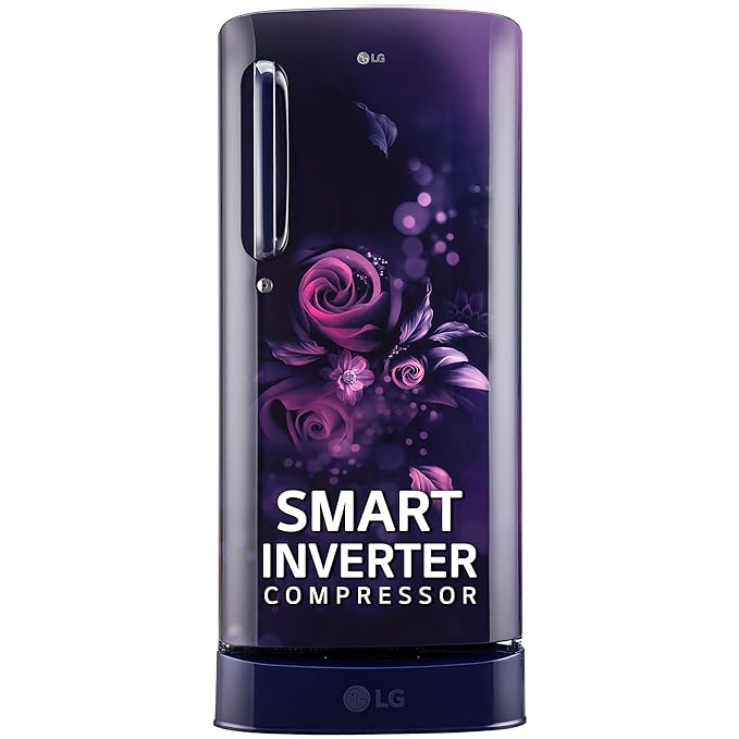 LG 185 L 5 Star Inverter Direct-Cool Single Door Refrigerator (GL-D201ABEU, Blue Euphoria, Base stand with drawer)