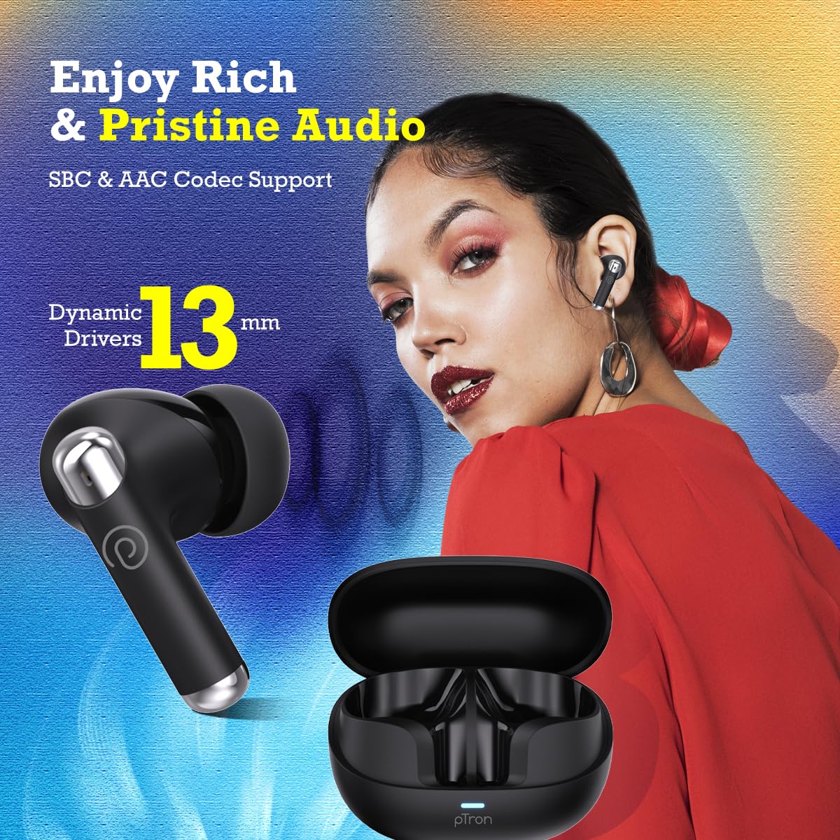 pTron Newly Launched Zenbuds Evo X5 34dB ANC TWS Earbuds, - Image 2