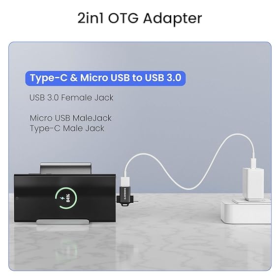Ambrane 2 in 1 OTG Adapter Micro USB+USB Type C to USB Female Connector, OTG Pen Drive Adapter to Mobile Connector Type C, Compatible with All Devices - Image 4